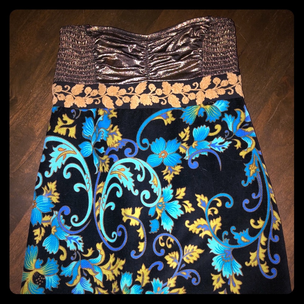 Strapless velvet formal dress